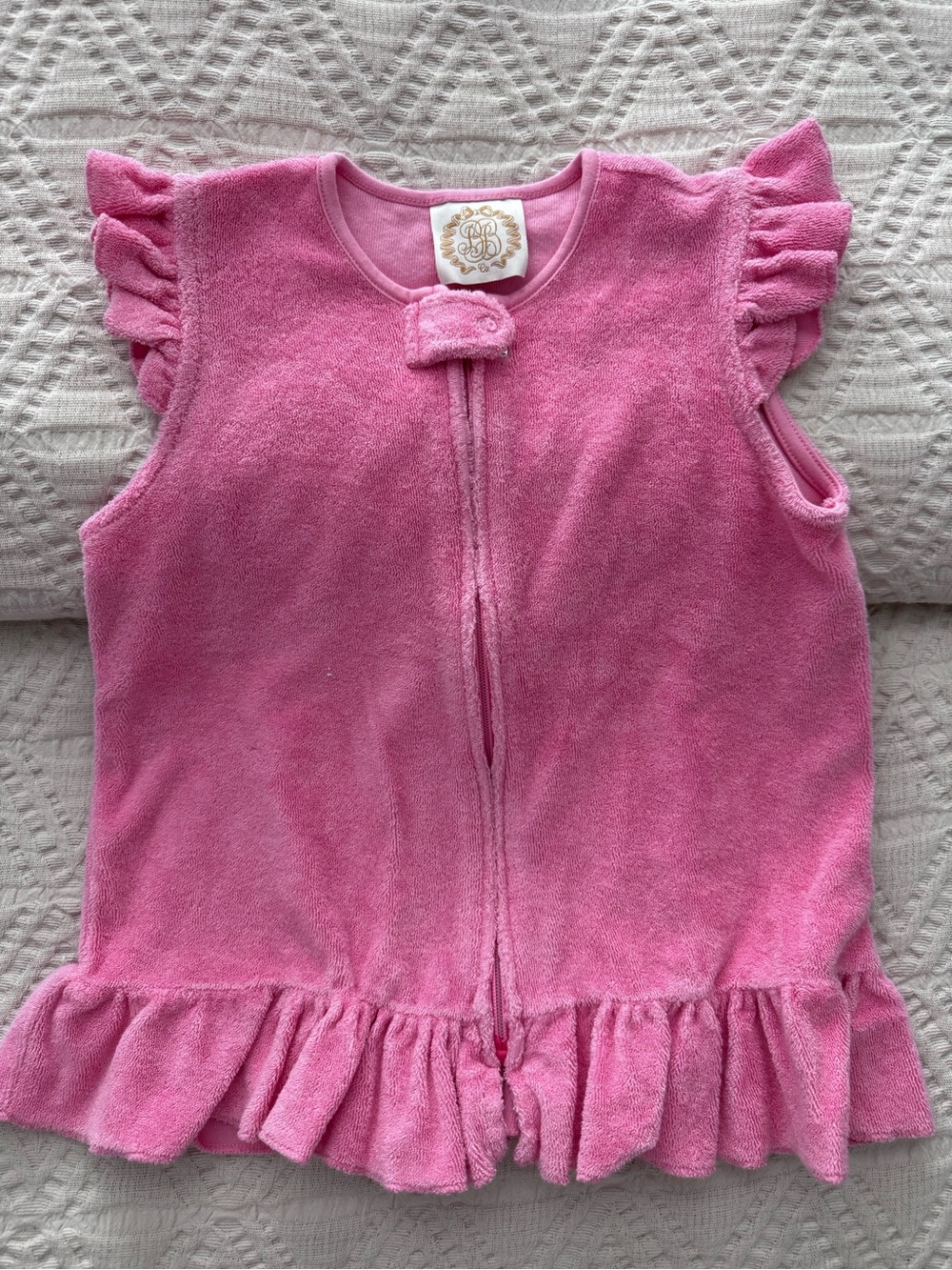 Pink Ruffled Terry Cloth cover up